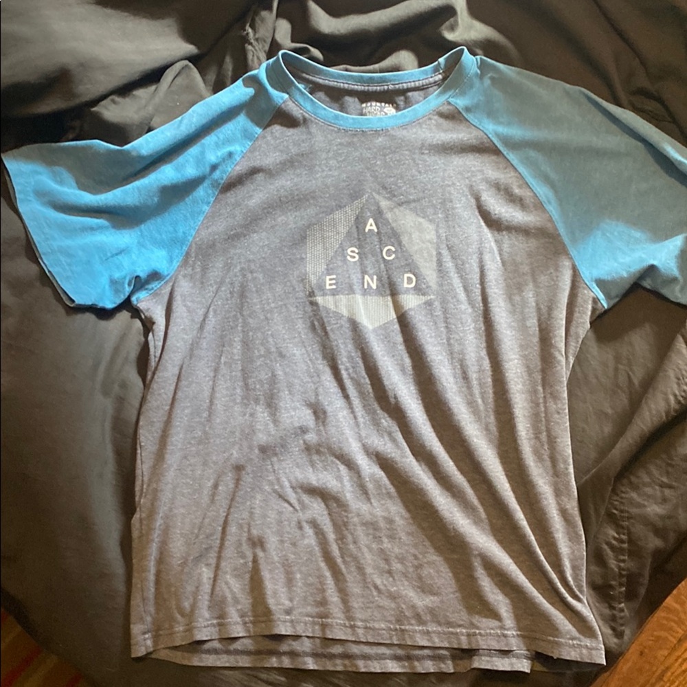 Mountain Hard Wear Gray and Blue Short Sleeve Tee